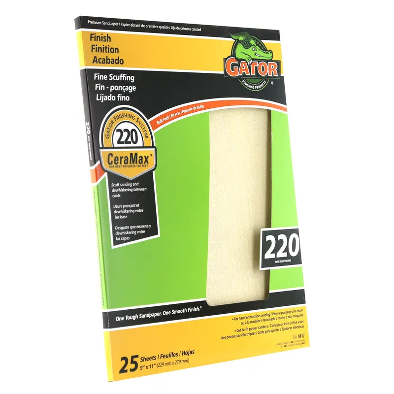 Gator CeraMax 11 in. L X 9 in. W 220 Grit Ceramic Sandpaper 1 pk