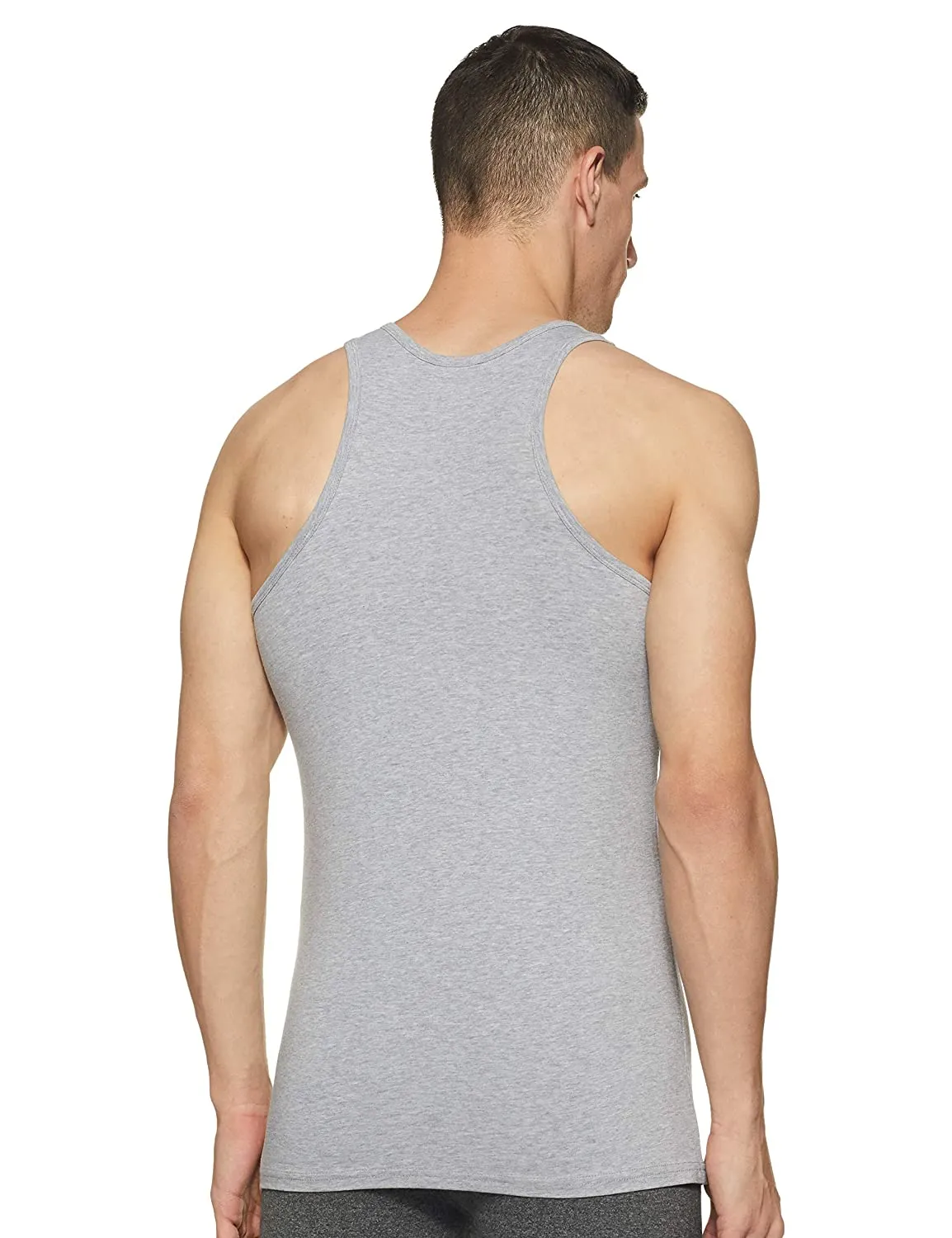 Grey Cotton Lycra Vest (Round Neck)- Underjeans By Spykar