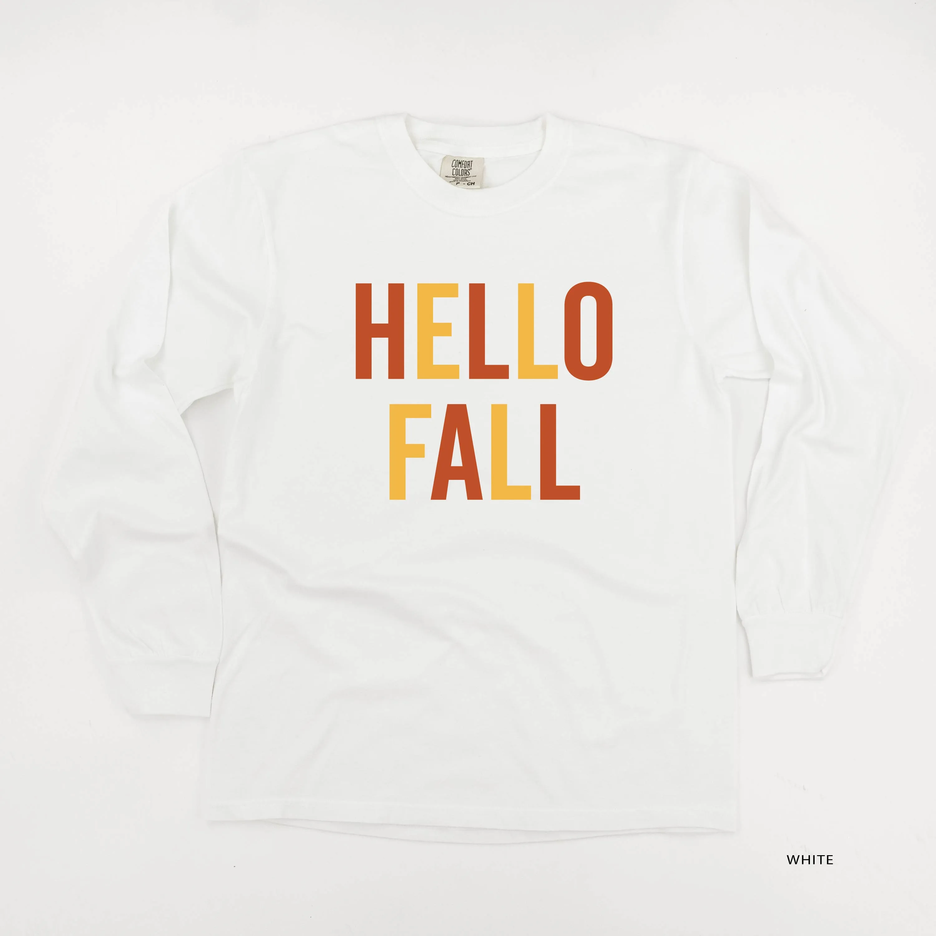 HELLO FALL - BLOCK FONT - LONG SLEEVE COMFORT COLORS TEE