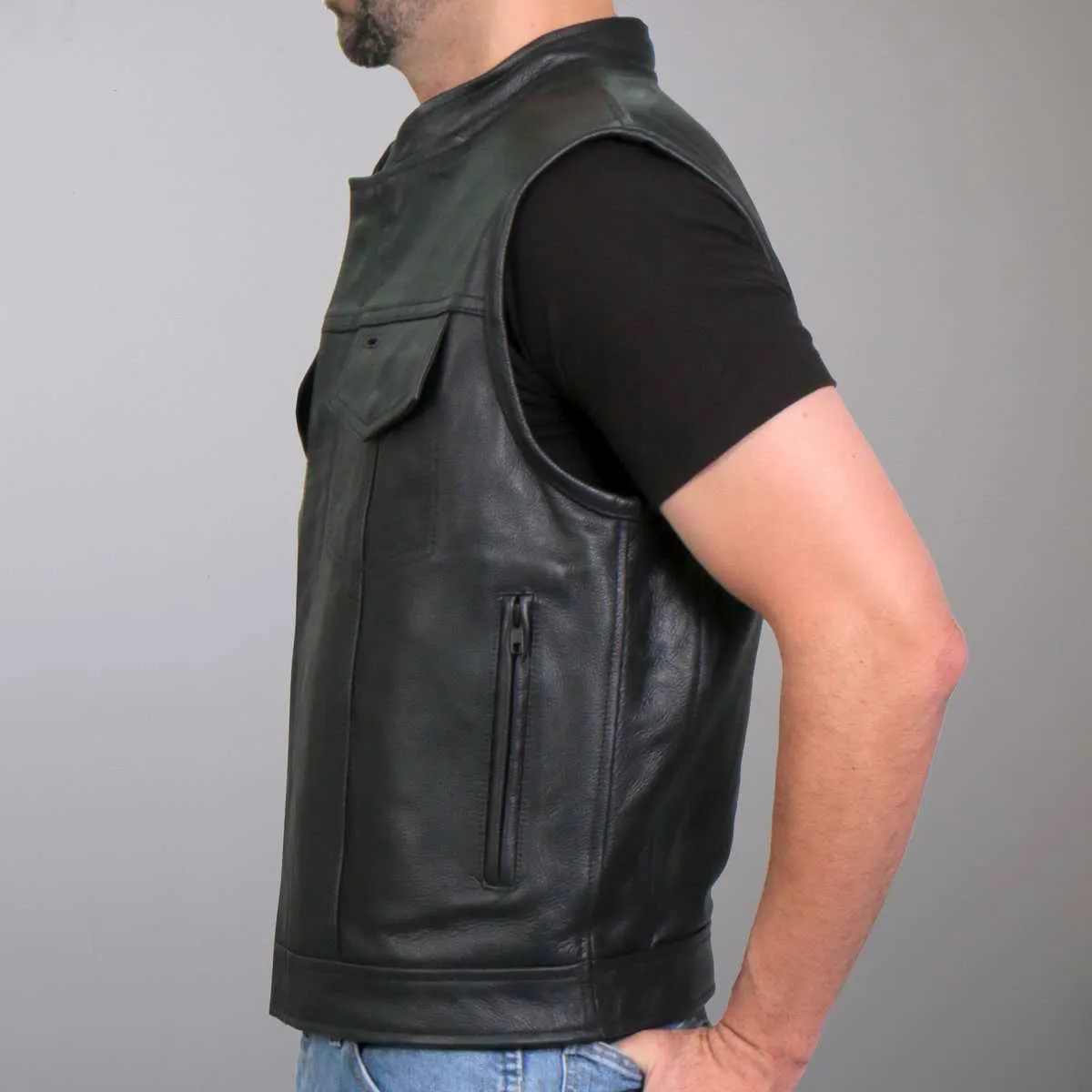 Hot Leathers VSM1051 Men's Black 'Celtic Cross' Conceal and Carry Leather Vest