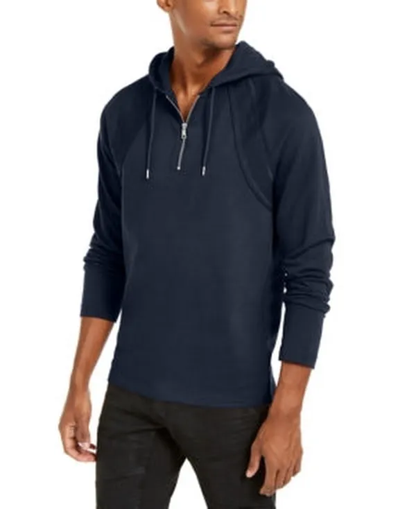 INC International Concepts Men's Pieced Quarter-Zip Hoodie, Size 3X