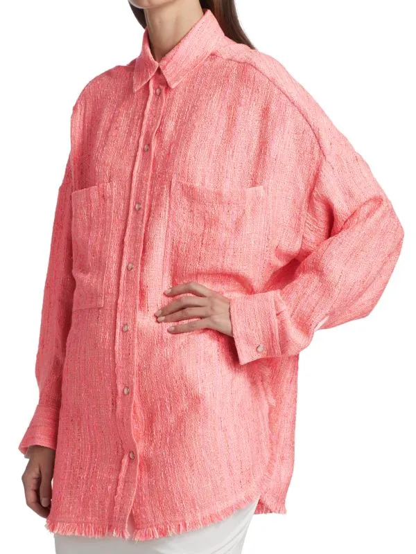 Jacket - IRO Founda Shirt in bouclé with fringe, pink