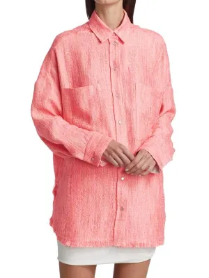 Jacket - IRO Founda Shirt in bouclé with fringe, pink