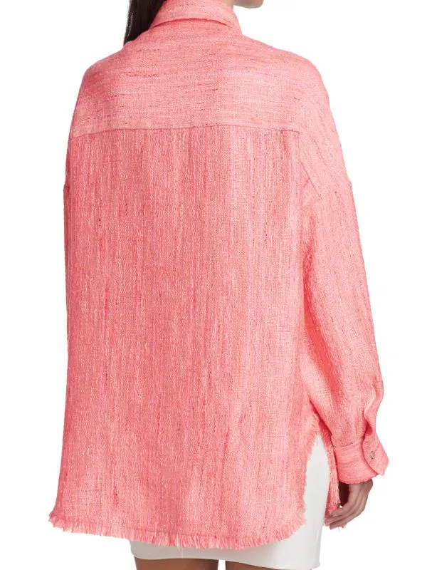 Jacket - IRO Founda Shirt in bouclé with fringe, pink