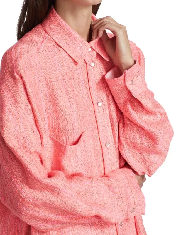 Jacket - IRO Founda Shirt in bouclé with fringe, pink