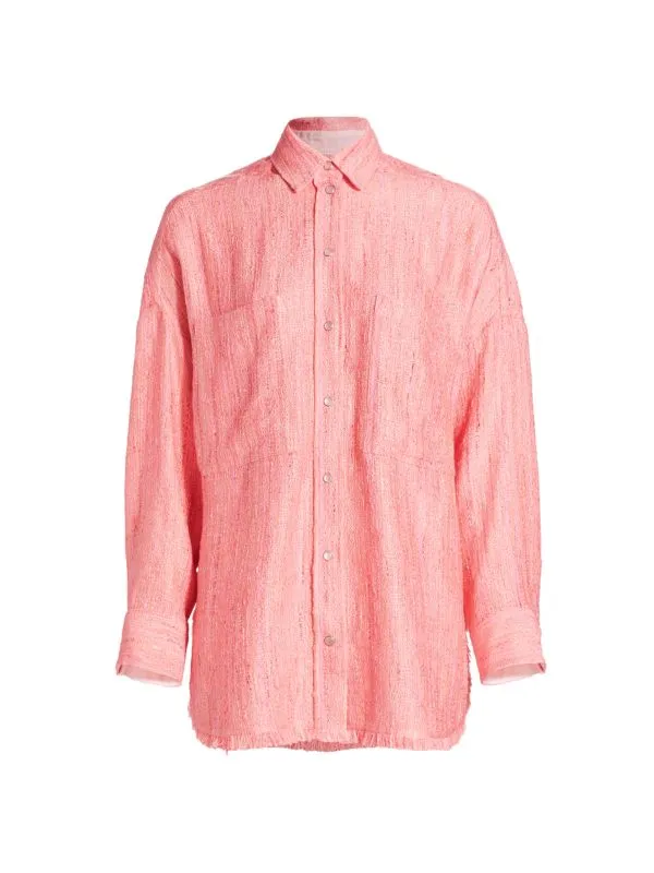 Jacket - IRO Founda Shirt in bouclé with fringe, pink