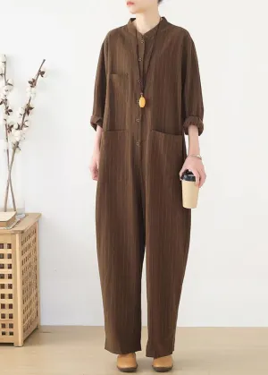 Korean brown style loose plus size women's casual all-match overalls