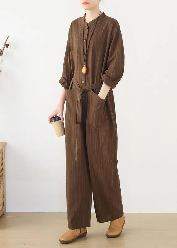 Korean brown style loose plus size women's casual all-match overalls