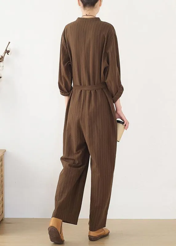 Korean brown style loose plus size women's casual all-match overalls