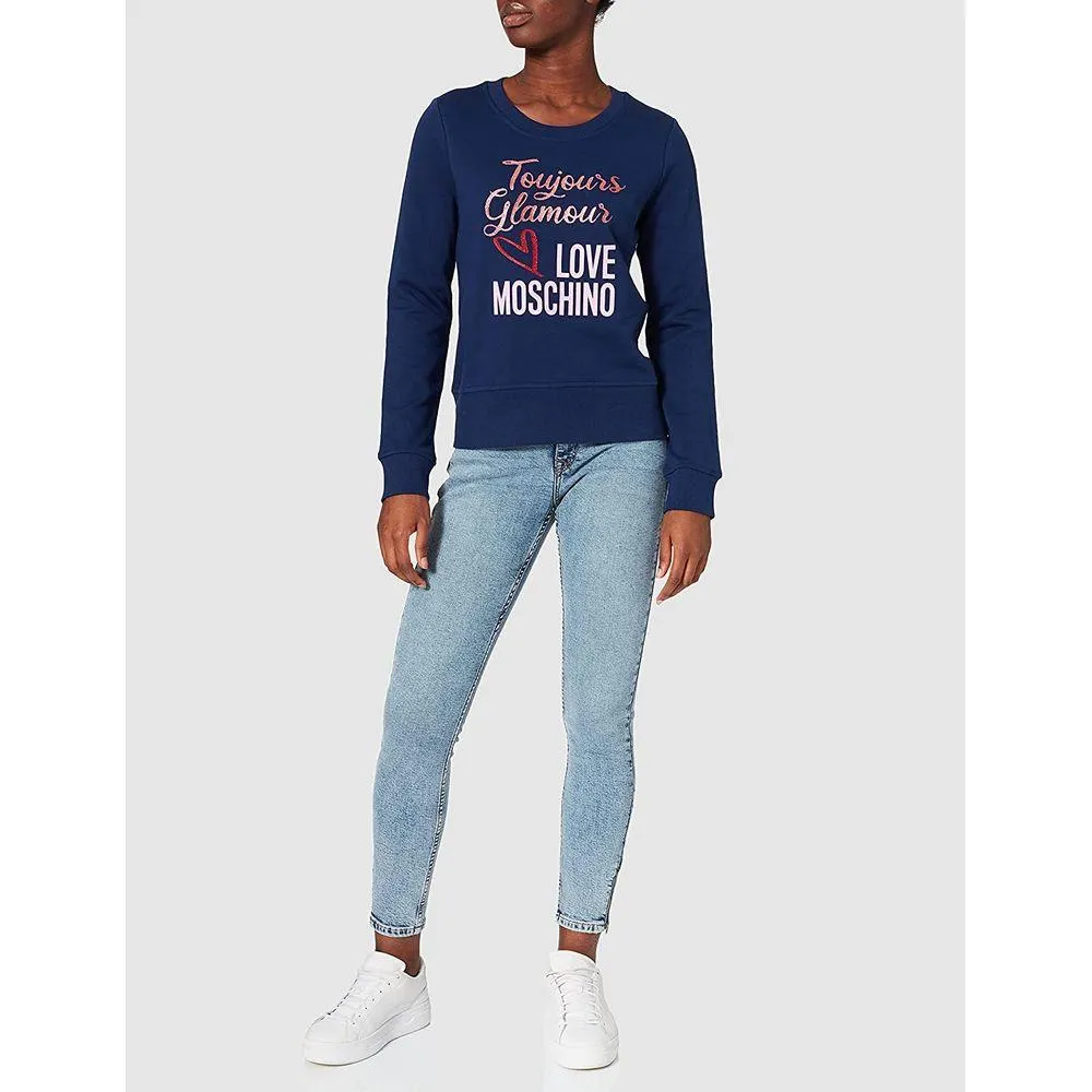 Love Moschino Blue Cotton Women Sweater