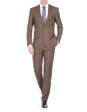 Mens Modern Fit Textured Suit Light Brown