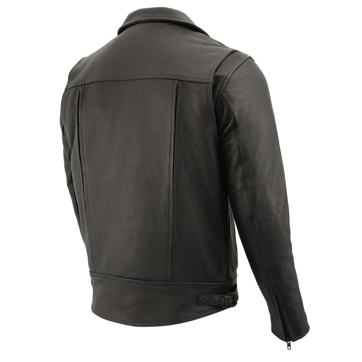 Milwaukee Leather LKM1720T Men's Tall Sizes Black Premium Leather Motorcycle Vented Leather Jacket w/ Utility Pockets