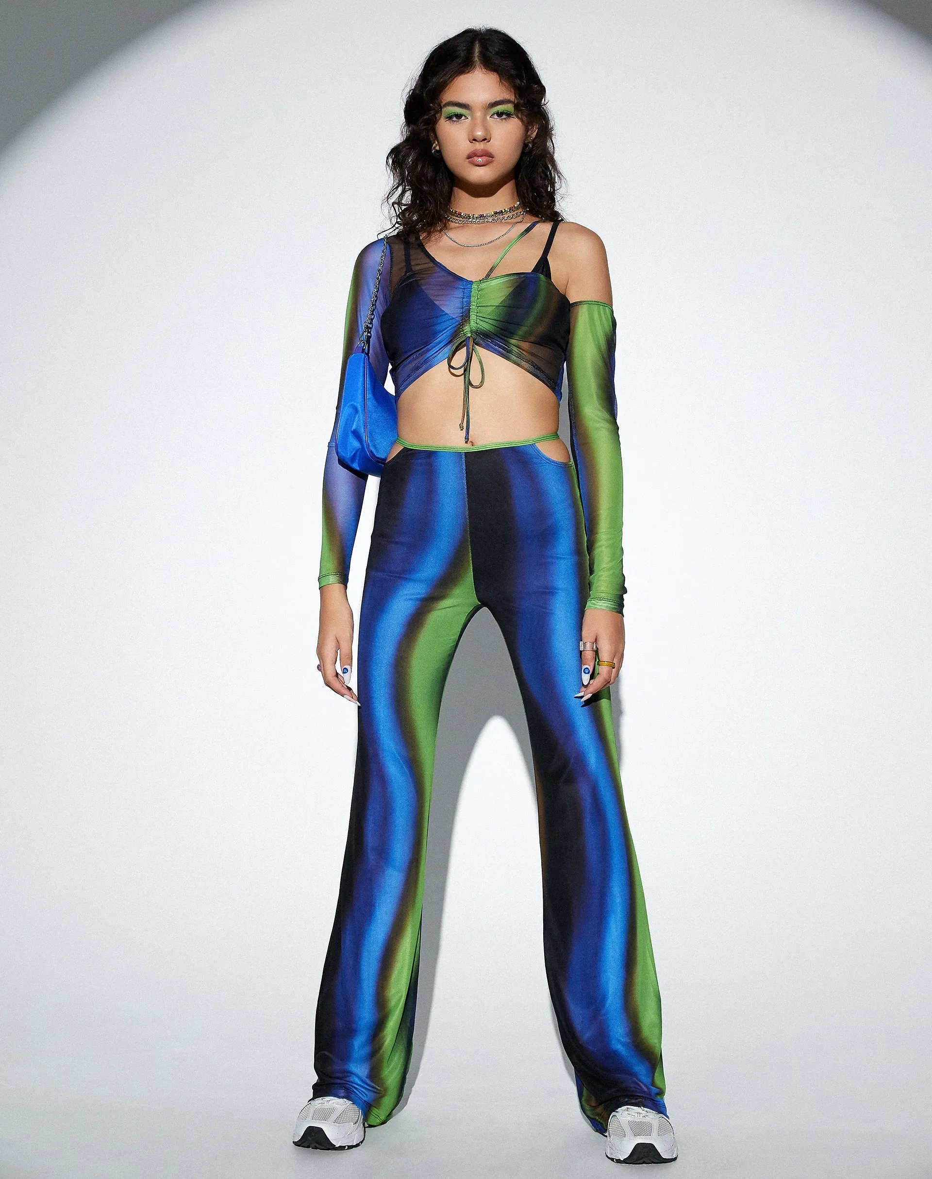 MOTEL X OLIVIA NEILL Tapi Crop Top in Solarized Green and Blue