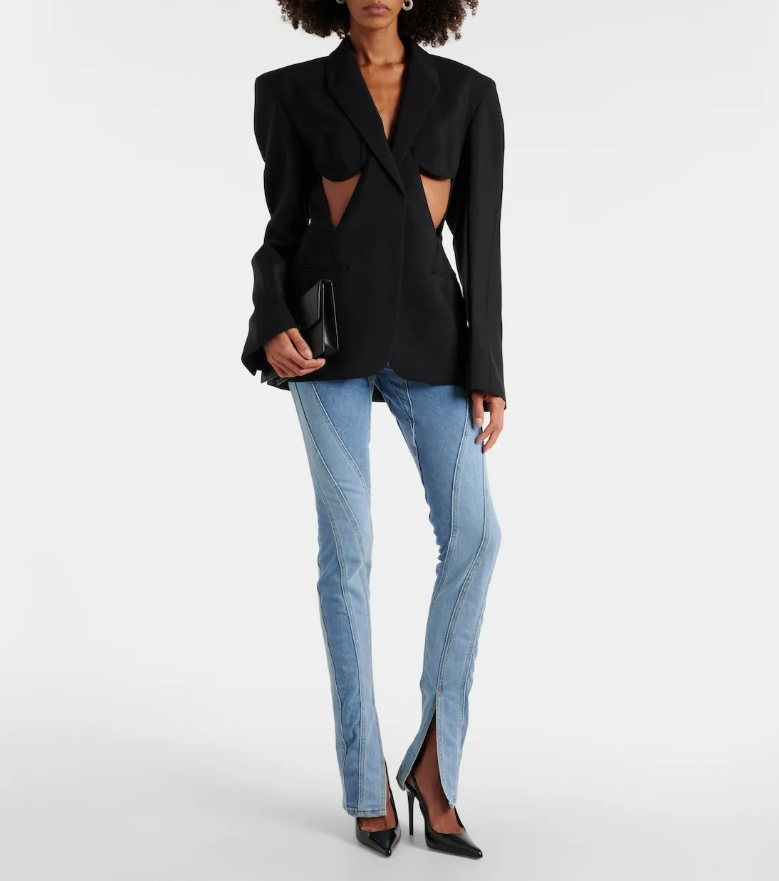 Mugler Cutout Blazer, Black