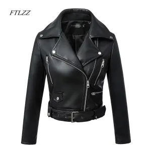 Plot Twist Black Faux Leather Biker Jacket With Belt