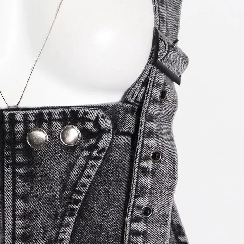 Pre Order:  Black Denim Overalls - @Veronicalatriese