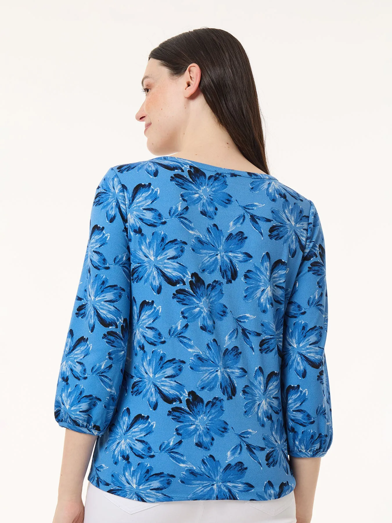 Printed Puff Sleeve Top, Moss Crepe