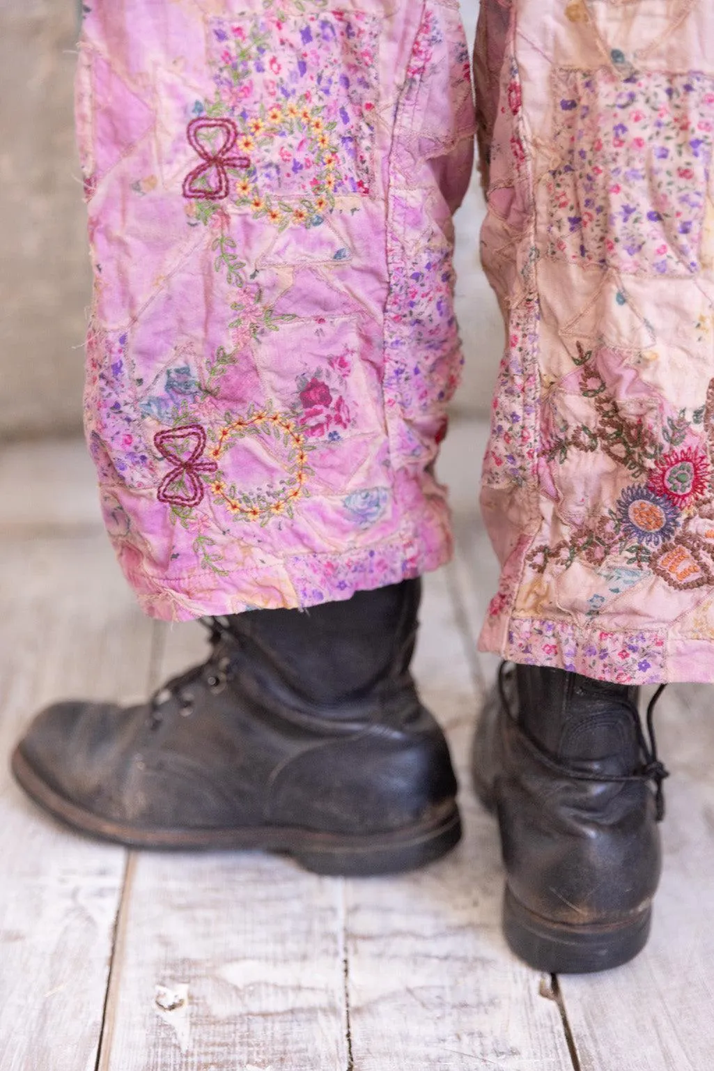 Quiltwork Embroidered Overalls