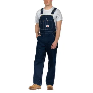 Round House Bib Overalls #966 Classic Blue Denim - Button Fly (Regular Sizes 28-50)