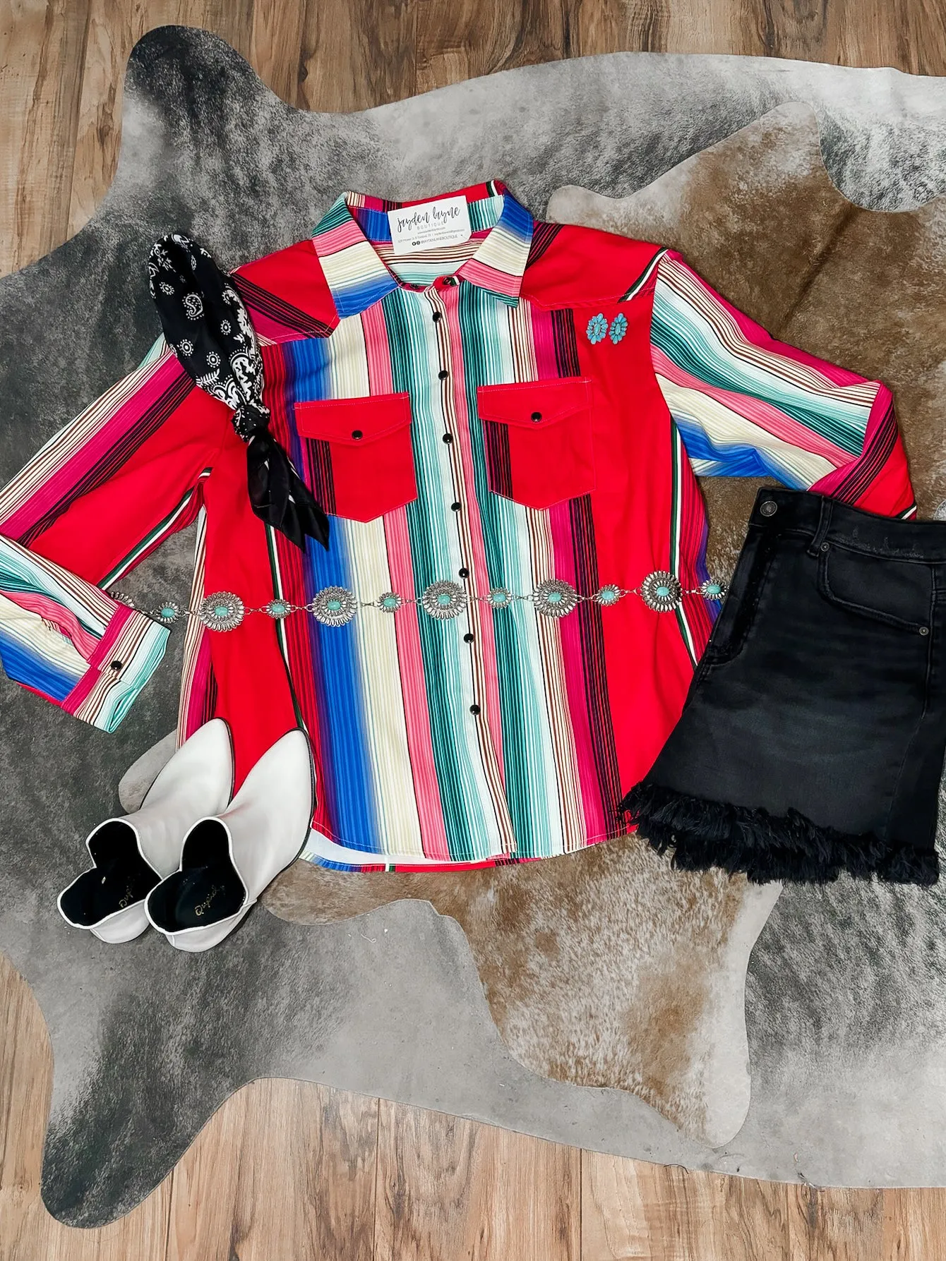 Serape Pearl Snap Long Sleeve Button Down