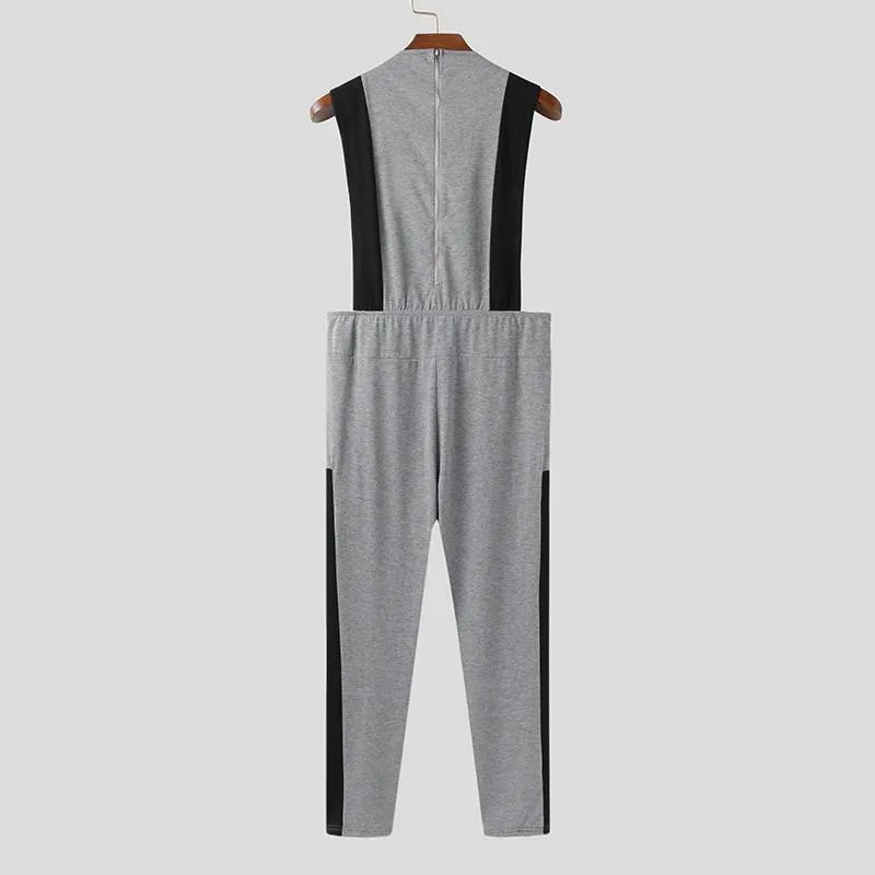 Solid Side Stripe Style Sleeveless Jumpsuit