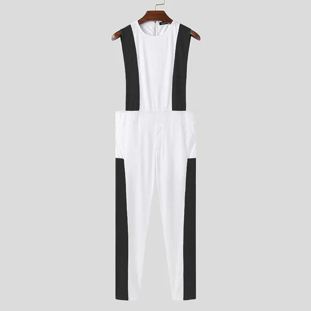 Solid Side Stripe Style Sleeveless Jumpsuit