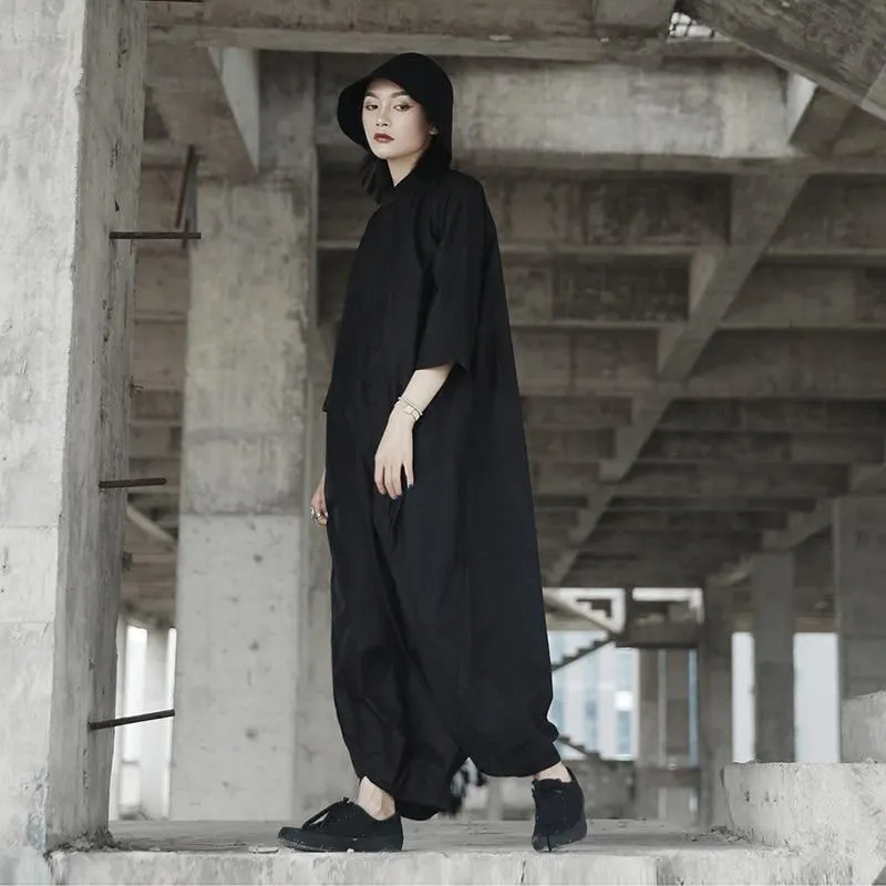 Street Style Black Oversized Jumpsuit | Millennials