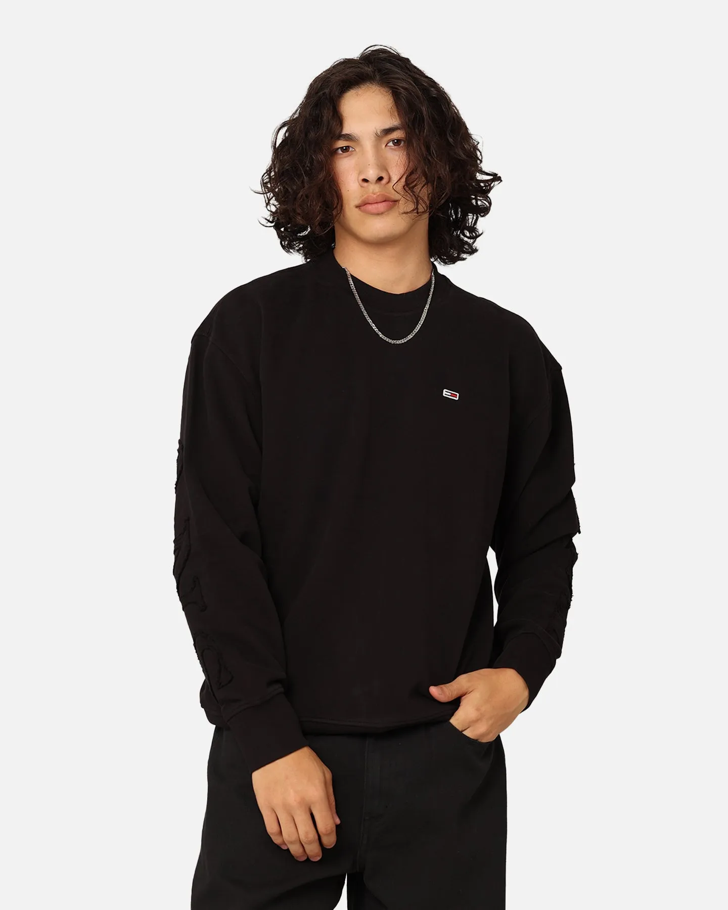 Tommy Jeans Relaxed Tonal Appliqué Crewneck Black