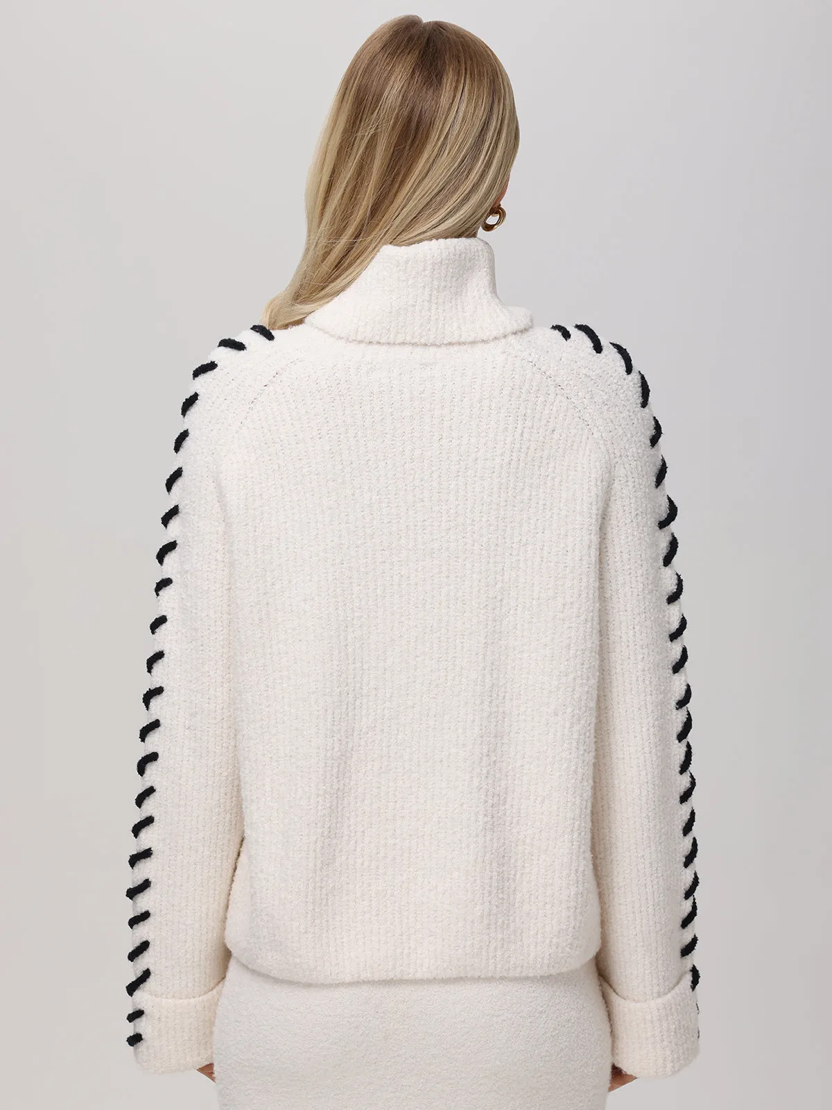 Vida: Whipstitch Sleeve Turtleneck Sweater