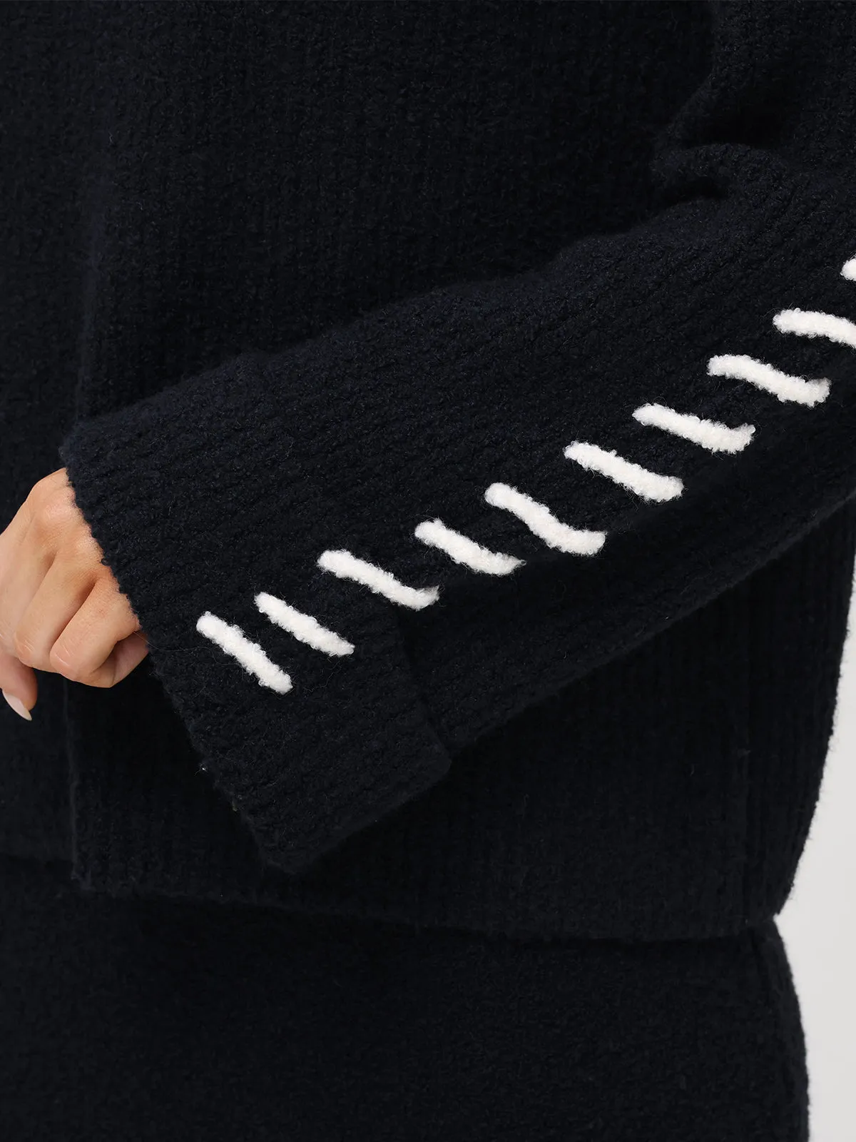 Vida: Whipstitch Sleeve Turtleneck Sweater