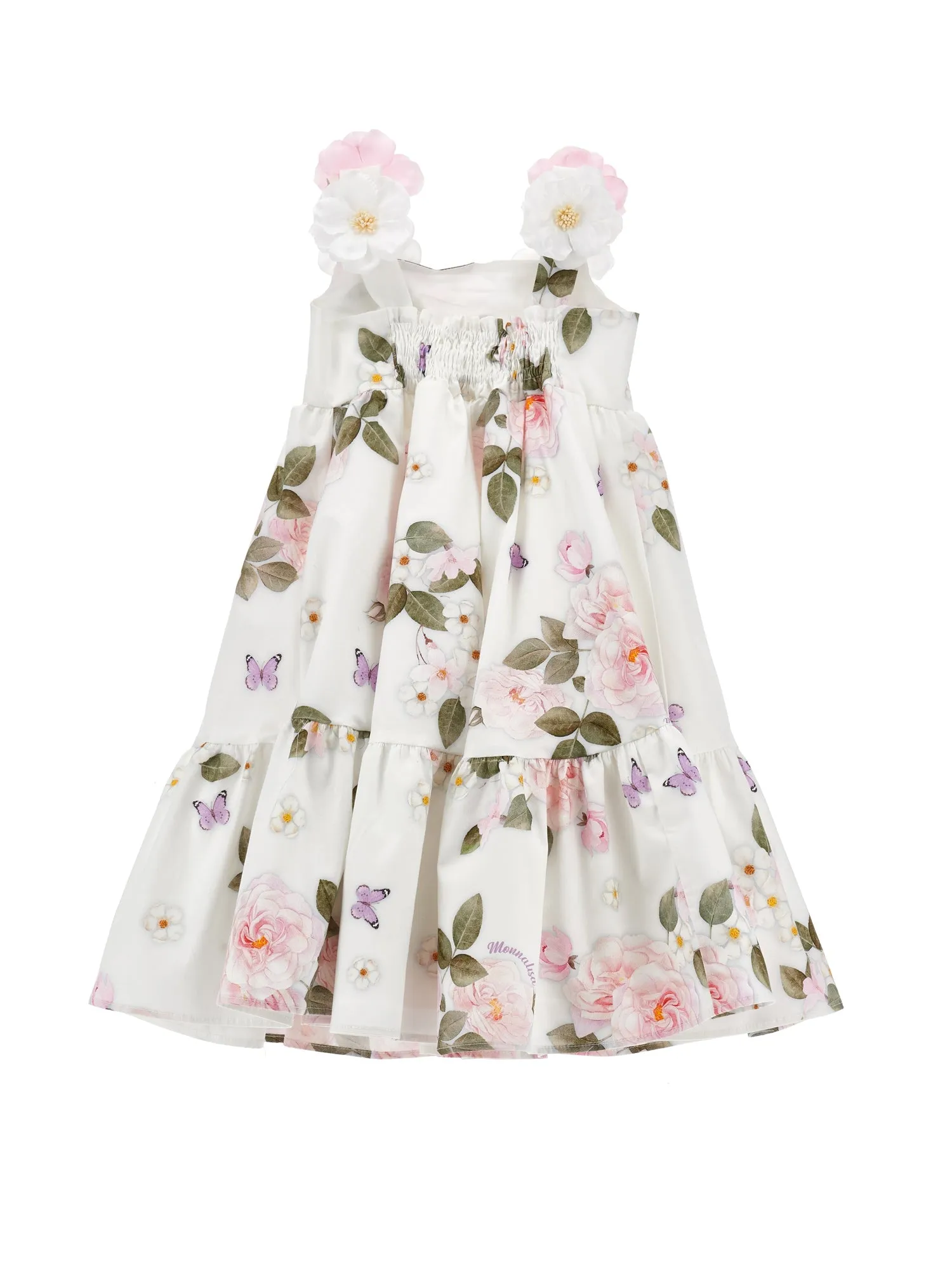 White Floral Summer Party Poplin Dress