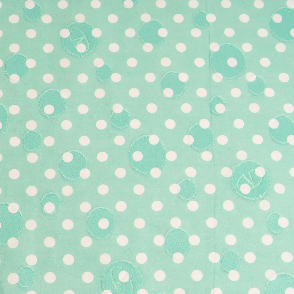 White Spotted Mint Green Cotton Voile Jacquard